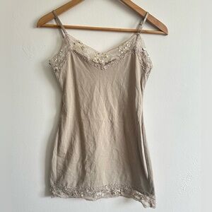 Bozzolo Taupe Lace-Trimmed Camisole